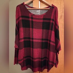 Maurices Red and Black Plaid Sweatshirt